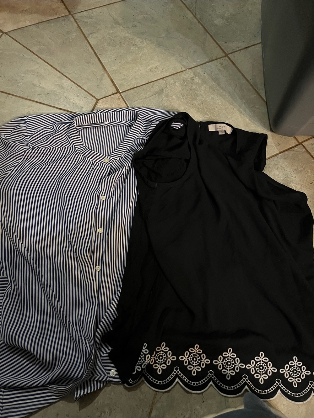 Black Sleeveless Tank with Scalloped Eyelet Hem and long sleeve Gc 10-3